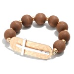 Wholesale black Wood Gold Beads Hammered Cross Accent Diameter Cross Accent L
