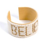 SeaBeaded Cuff Bracelet With "Believe" 

- Approximately 2" Diameter 
- Approximately 1.25" Wide