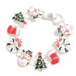 Wholesale enamel Christmas Charms Bracelet Snowmen Christmas Trees L