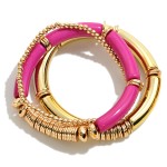 Wholesale set Three Beaded Stretch Bracelets Acrylic Gold Beads Diameter