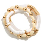 Wholesale set Three Beaded Bracelets Wood Acrylic Heishi Beads Diameter