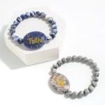 Wholesale semi Precious Natural Stone Faith Beaded Stretch Bracelet Diameter