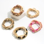 Wholesale set Wood Beaded Bracelets Gold Accent Beads Diameter
