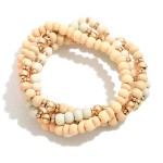 Wholesale set Wood Beaded Bracelets Gold Accent Beads Diameter