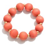 Wholesale chunky Wood Bead Stretch Bracelet Gold Beaded Accents Diameter