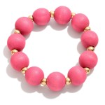 Wholesale chunky Wood Bead Stretch Bracelet Gold Beaded Accents Diameter