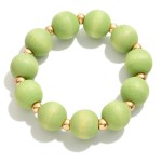 Wholesale chunky Wood Bead Stretch Bracelet Gold Beaded Accents Diameter