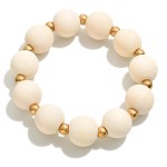 Wholesale chunky Wood Bead Stretch Bracelet Gold Beaded Accents Diameter