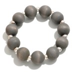 Wholesale chunky Wood Bead Stretch Bracelet Silver Beaded Accents Diameter