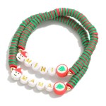 Wholesale mama Mini Christmas Heishi Bead Stretch Bracelet Set Mini Diameter Mam