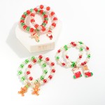 Wholesale bFF Beaded Stretch Bracelet Set Enamel Christmas Themed Charms Diamete