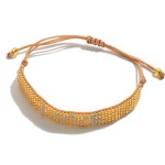 Adjustable "Love" Seed Bead Woven Cord Bracelet.

- Approximately 2 - 4" Diameter