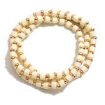 Wholesale set Three Beaded Stretch Bracelets Metal Details Diameter