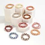 Wholesale set Three Beaded Stretch Bracelets Metal Details Diameter
