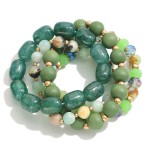 Wholesale set Stretch Bracelet Natural Stone Wood Beads Diameter