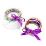 Wholesale set Glitter Jelly Vinyl Bangle Bracelets Bow Accent Diameter Mardi Gra