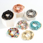 Wholesale set Beaded Stretch Bracelet Stone Wood Animal Print Beaded Accents Dia