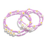 Wholesale mama Mini Stretch Bracelet Set Flower Beaded Details Mini Bracelets Di