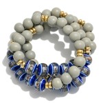 Wholesale set Wood Beaded Stretch Bracelet Gold Flake Bead Accents Diameter