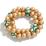 Wholesale set Three Beaded Stretch Bracelet Gold Painted Honeycomb Beads Diamete