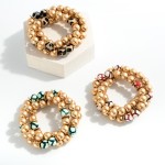 Wholesale set Three Beaded Stretch Bracelet Gold Painted Honeycomb Beads Diamete