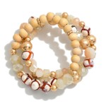 Wholesale set Three Beaded Stretch Bracelet Wood Disco Painted Honeycomb Beads D