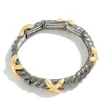 Wholesale metal Stretch Bangle Gold Stations Diameter