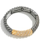 Metal Stretch Bangle With Rhinestone Accents

- Approximately 2" Diameter 