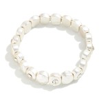 Wholesale hammered Metal Beaded Stretch Bracelet Rhinestone Accents Diameter