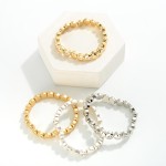 Wholesale hammered Metal Beaded Stretch Bracelet Rhinestone Accents Diameter