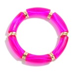 Wholesale translucent Acrylic Tube Bead Stretch Bracelet Gold Disk Accents Diame