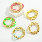 Wholesale set Three Stretch Bracelets Beaded Chain Link Details D