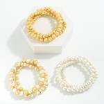 Wholesale set Three Tapered Metallic Beaded Bracelets Diameter