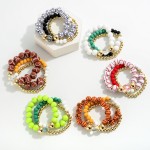 Wholesale set Three Beaded Stretch Bracelets Sports Heart Beads Diameter