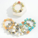 Wholesale chunky Natural Stone Stretch Bracelet D