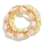 Wholesale set Five Beaded Stretch Bracelet Smooth Finish Faceted Beads D