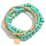 Wholesale set Four Semi Precious Beaded Stretch Bracelet Stone Wood Beads Diamet