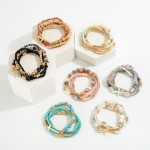 Wholesale set Four Dainty Semi Precious Natural Stone Beaded Stretch Bracelets M