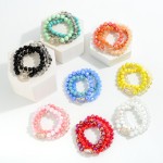 Set of Three Stretch Bracelets Featuring Wood and Faceted Glass Beads and Rhinestone Charm

- Approximately 2.5" Diameter