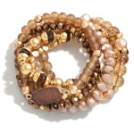 Wholesale set Beaded Stretch Bracelets Crystal Station Gold Accents Diameter