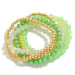 Wholesale set Five Beaded Stretch Bracelets Frosted Glass Beads Copper Beads Dai