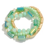 Wholesale set Four Glass Beaded Stretch Bracelets Gold Accents Diameter