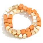 Wholesale set Two Square Beaded Stretch Bracelets D