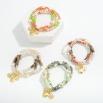 Wholesale set Three Linked Beaded Bracelets Gold Charms D