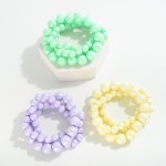 Wholesale set Three Pearlescent Beaded Stretch Bracelets Graduating Bead D