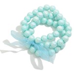 Wholesale set Three Pearlescent Beaded Stretch Bracelets Tied Bow Detail D