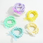 Wholesale set Three Pearlescent Beaded Stretch Bracelets Tied Bow Detail D