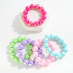 Wholesale chunky Pearlescent Beaded Stretch Bracelet D