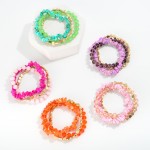 Wholesale set Three Beaded Stretch Bracelets Faceted Stone Beads D