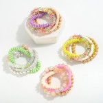 Wholesale set Four Beaded Stretch Bracelets Heishi Beads Confetti Foil Beads Rou